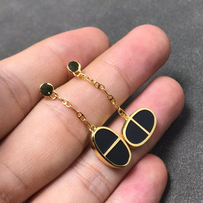 [Sophire Jewelry ]CHAINE VERSO BLACK CERAMIC SILVER EARRINGS