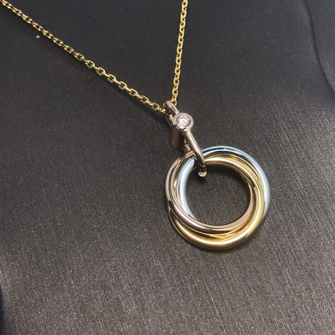 [Sophire Jewelry ]TRINITY SILVER GOLD PINK GOLD NECKLACE