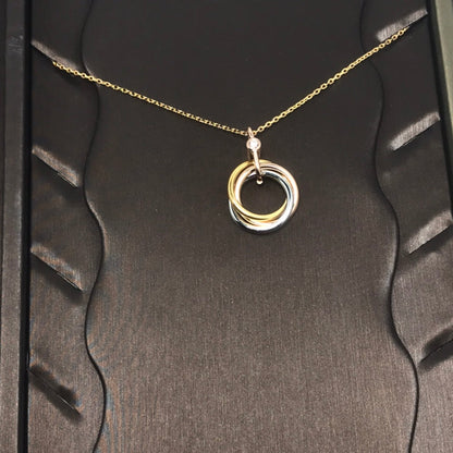 [Sophire Jewelry ]TRINITY SILVER GOLD PINK GOLD NECKLACE