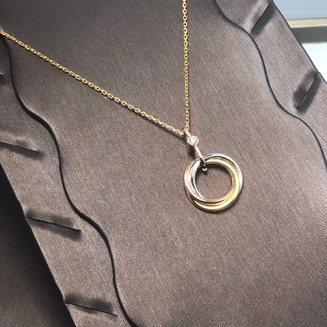 [Sophire Jewelry ]TRINITY SILVER GOLD PINK GOLD NECKLACE