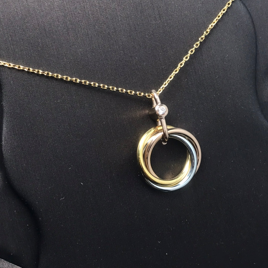 [Sophire Jewelry ]TRINITY SILVER GOLD PINK GOLD NECKLACE