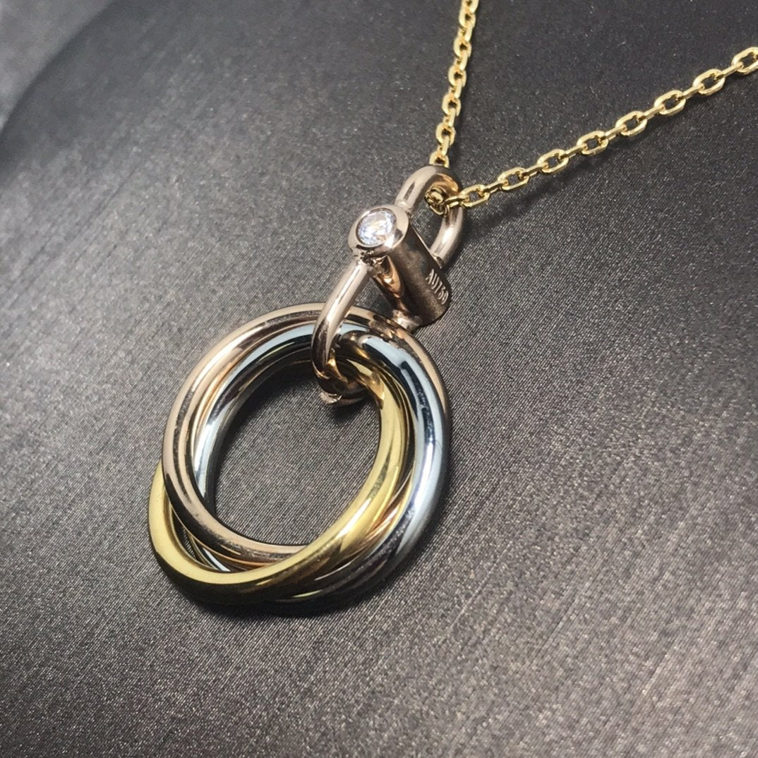 [Sophire Jewelry ]TRINITY SILVER GOLD PINK GOLD NECKLACE