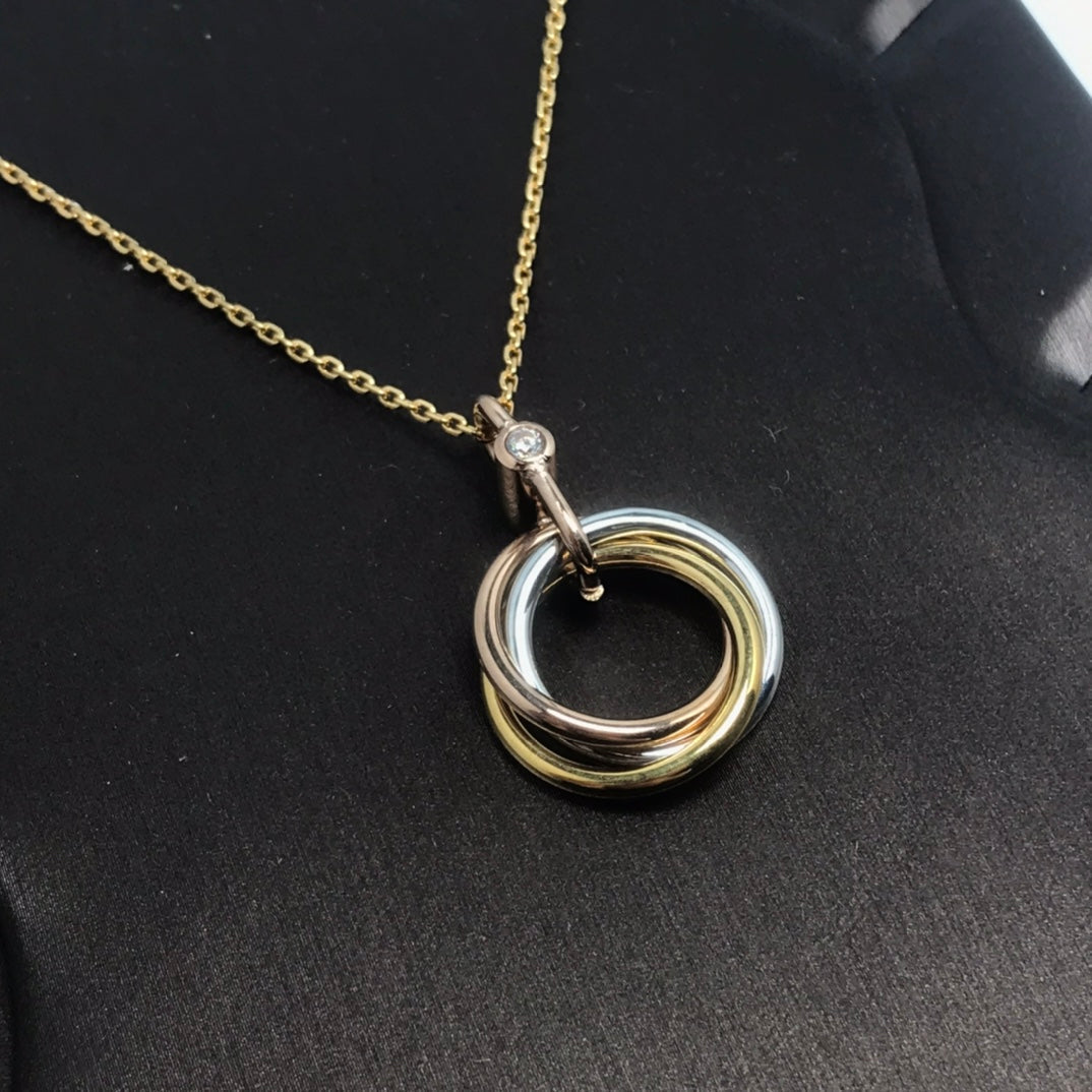 [Sophire Jewelry ]TRINITY SILVER GOLD PINK GOLD NECKLACE
