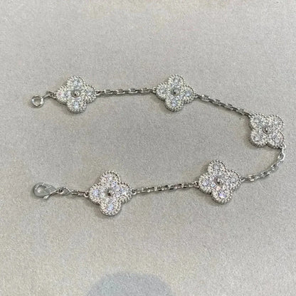 [Sophire Jewelry ] CLOVER 5 MOTIF FULL DIAMOND BRACELET COLLECTION