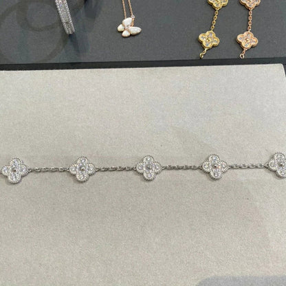 [Sophire Jewelry ] CLOVER 5 MOTIF FULL DIAMOND BRACELET COLLECTION