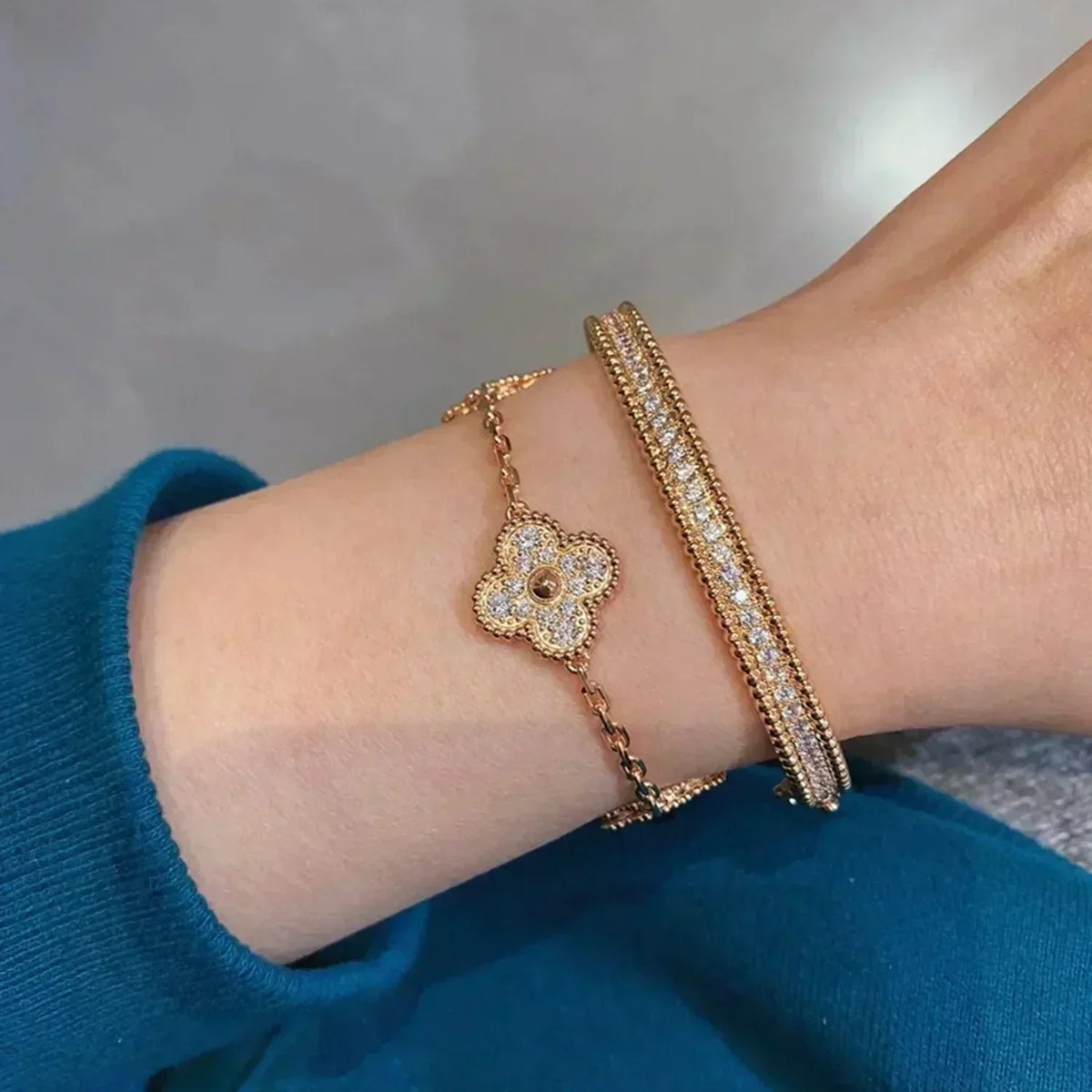 [Sophire Jewelry ] CLOVER 5 MOTIF FULL DIAMOND BRACELET COLLECTION