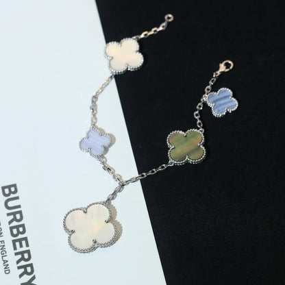 [Sophire Jewelry ]CLOVER BRACELET 5 MOTIFS MOP CHALCEDONY SILVER