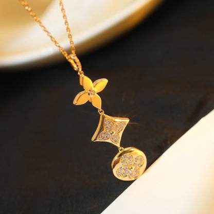 [Sophire Jewelry ]STAR AND SUN DIAMOND PINK GOLD NECKLACE