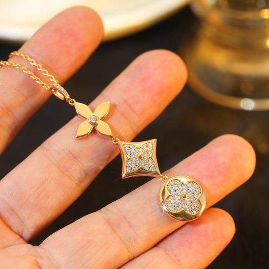 [Sophire]STAR AND SUN DIAMOND ROSE GOLD NECKLACE