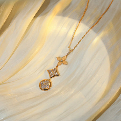 [Sophire Jewelry ]STAR AND SUN DIAMOND PINK GOLD NECKLACE