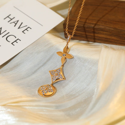 [Sophire Jewelry ]STAR AND SUN DIAMOND PINK GOLD NECKLACE