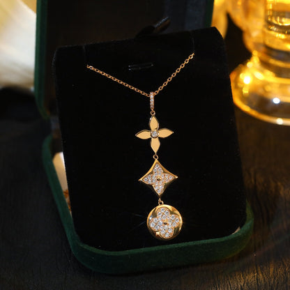 [Sophire Jewelry ]STAR AND SUN DIAMOND PINK GOLD NECKLACE