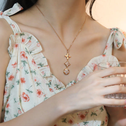 [Sophire Jewelry ]STAR AND SUN DIAMOND PINK GOLD NECKLACE