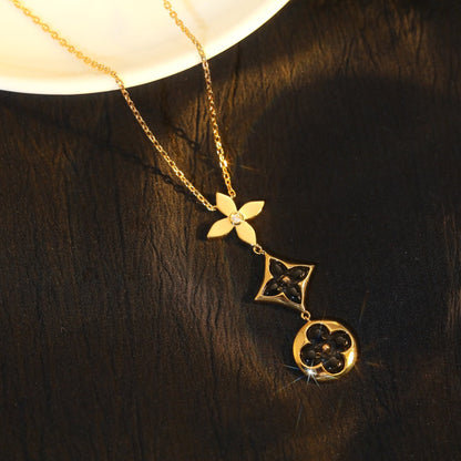 [Sophire Jewelry ]STAR AND SUN ONYX PINK GOLD NECKLACE