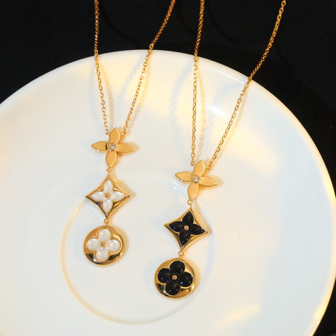[Sophire Jewelry ]STAR AND SUN ONYX PINK GOLD NECKLACE