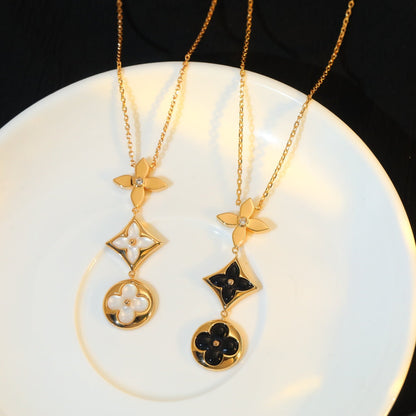 [Sophire Jewelry ]STAR AND SUN ONYX PINK GOLD NECKLACE