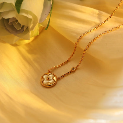 [Sophire Jewelry ]SUN PEDANT PINK GOLD 1 DIAMOND NECKLACE
