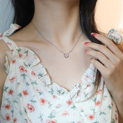 [Sophire Jewelry ]SUN PEDANT PINK GOLD 1 DIAMOND NECKLACE