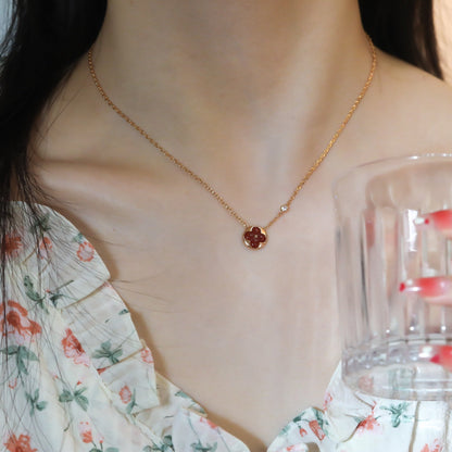 [Sophire Jewelry ]SUN PEDANT PINK GOLD 1 DIAMOND NECKLACE