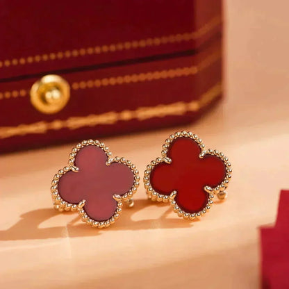 [Sophire Jewelry ]CLOVER MEDIUM 1 MOTIFS CARNELIAN  EARRINGS