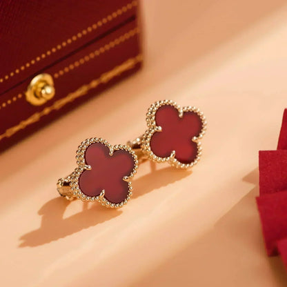 [Sophire Jewelry ]CLOVER MEDIUM 1 MOTIFS CARNELIAN  EARRINGS