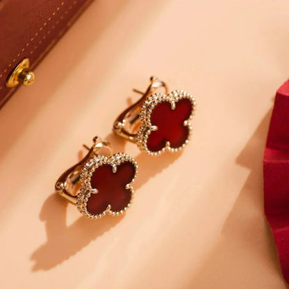 [Sophire Jewelry ]CLOVER MEDIUM 1 MOTIFS CARNELIAN  EARRINGS