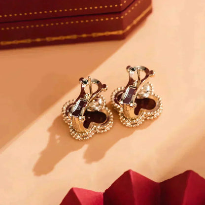 [Sophire Jewelry ]CLOVER MEDIUM 1 MOTIFS CARNELIAN  EARRINGS