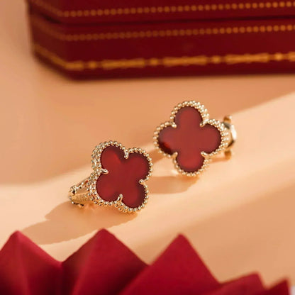 [Sophire Jewelry ]CLOVER MEDIUM 1 MOTIFS CARNELIAN  EARRINGS