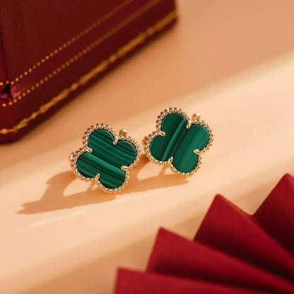 [Sophire Jewelry ]CLOVER MEDIUM 1 MOTIFS MALACHITE  EARRINGS