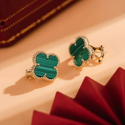 [Sophire Jewelry ]CLOVER MEDIUM 1 MOTIFS MALACHITE  EARRINGS
