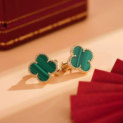 [Sophire Jewelry ]CLOVER MEDIUM 1 MOTIFS MALACHITE  EARRINGS