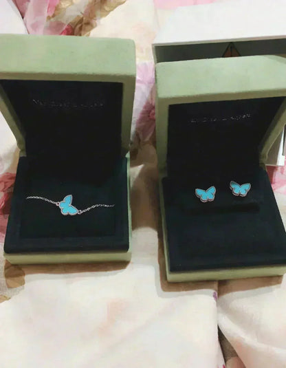 [Sophire Jewelry ]BUTTERFLY TURQUOISE EARRINGS SILVER