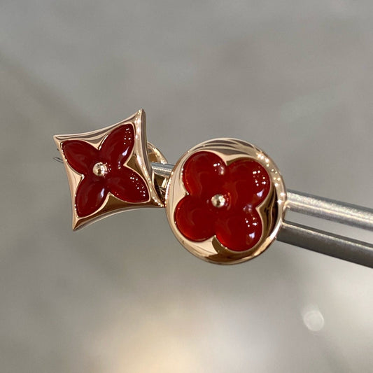 [Sophire]STAR AND SUN ROSE GOLD CARNELIAN STUD EARRINGS