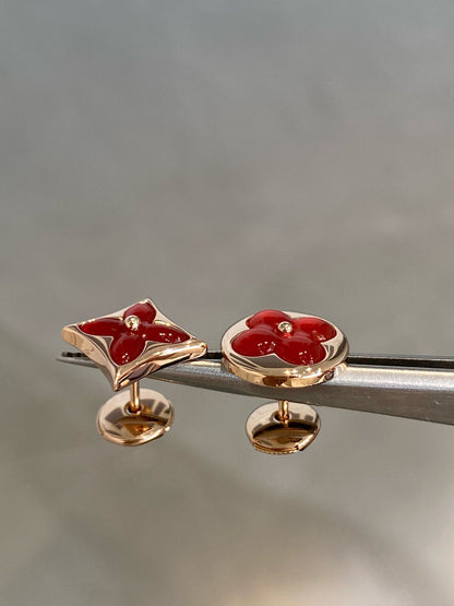 [Sophire Jewelry ]STAR AND SUN PINK GOLD CARNELIAN STUD EARRINGS