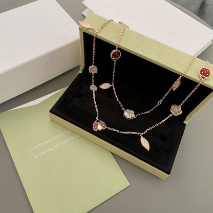 [Sophire Jewelry ]LUCKY SPRING 15 MOTIFS ROSE GOLD NECKLACE