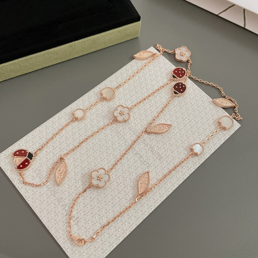 [Sophire Jewelry ]LUCKY SPRING 15 MOTIFS ROSE GOLD NECKLACE