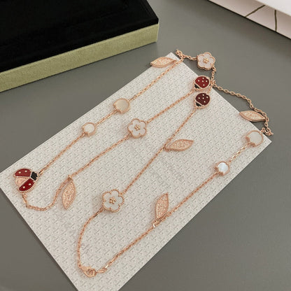 [Sophire Jewelry ]LUCKY SPRING 15 MOTIFS ROSE GOLD NECKLACE