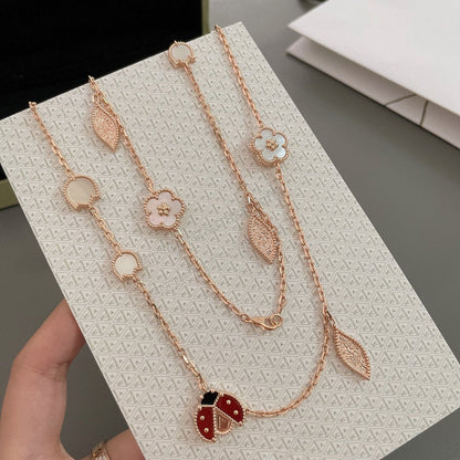 [Sophire Jewelry ]LUCKY SPRING 15 MOTIFS ROSE GOLD NECKLACE