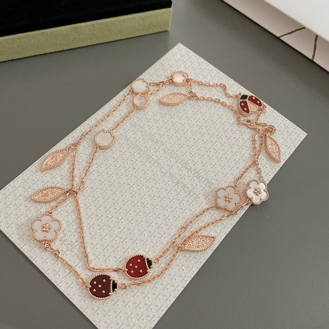[Sophire Jewelry ]LUCKY SPRING 15 MOTIFS ROSE GOLD NECKLACE