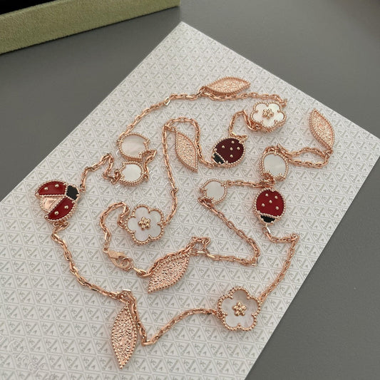 [Sophire Jewelry ]LUCKY SPRING 15 MOTIFS ROSE GOLD NECKLACE