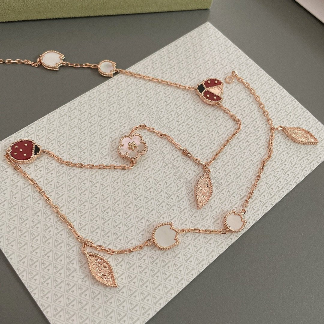 [Sophire Jewelry ]LUCKY SPRING 15 MOTIFS ROSE GOLD NECKLACE
