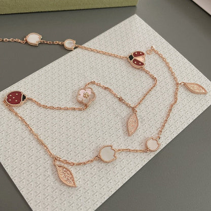 [Sophire Jewelry ]LUCKY SPRING 15 MOTIFS ROSE GOLD NECKLACE
