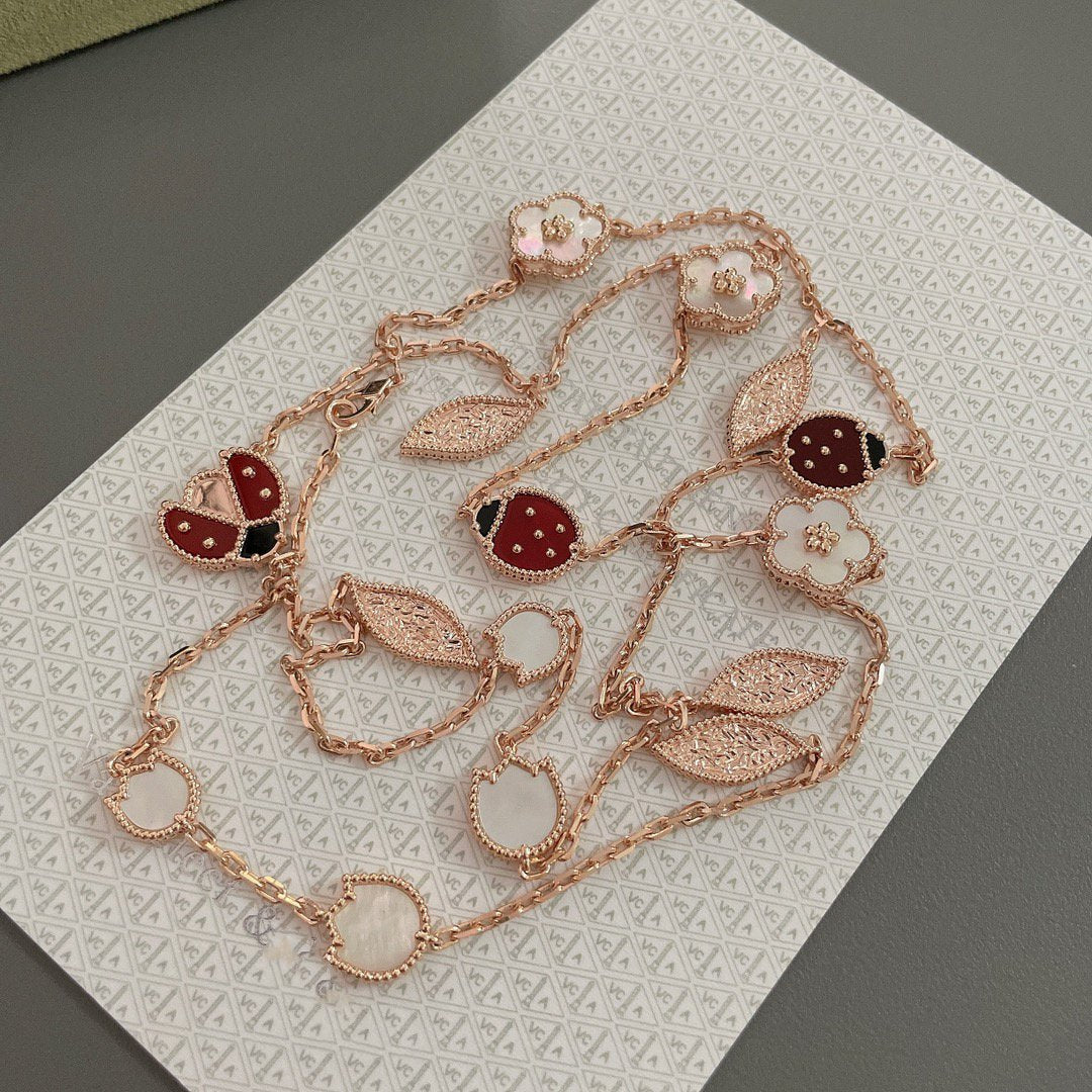 [Sophire Jewelry ]LUCKY SPRING 15 MOTIFS ROSE GOLD NECKLACE