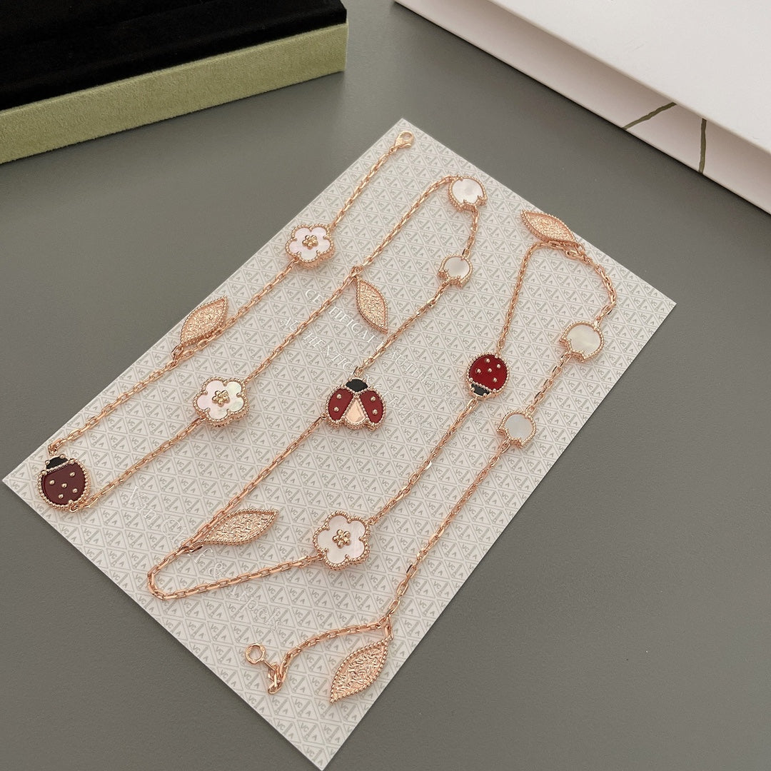 [Sophire Jewelry ]LUCKY SPRING 15 MOTIFS ROSE GOLD NECKLACE