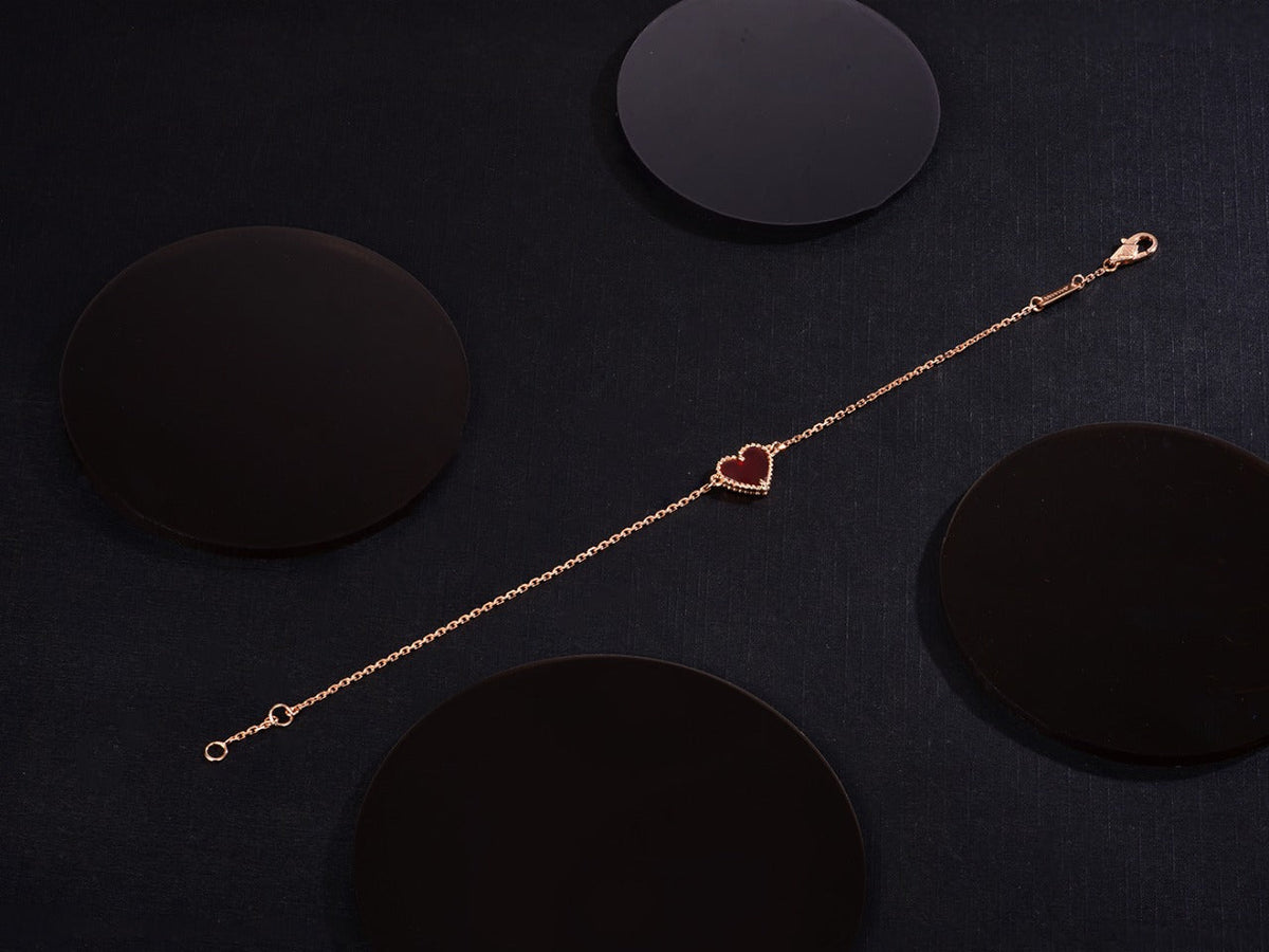 [Sophire Jewelry ]HEART CARNELIAN PINK GOLD BRACELET