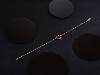 [Sophire Jewelry ]HEART CARNELIAN PINK GOLD BRACELET