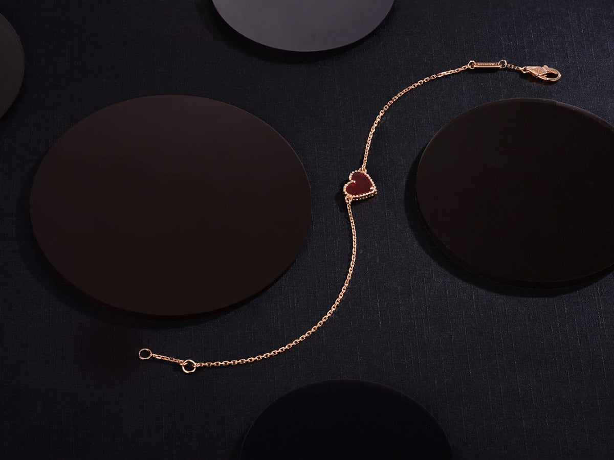 [Sophire Jewelry ]HEART CARNELIAN PINK GOLD BRACELET