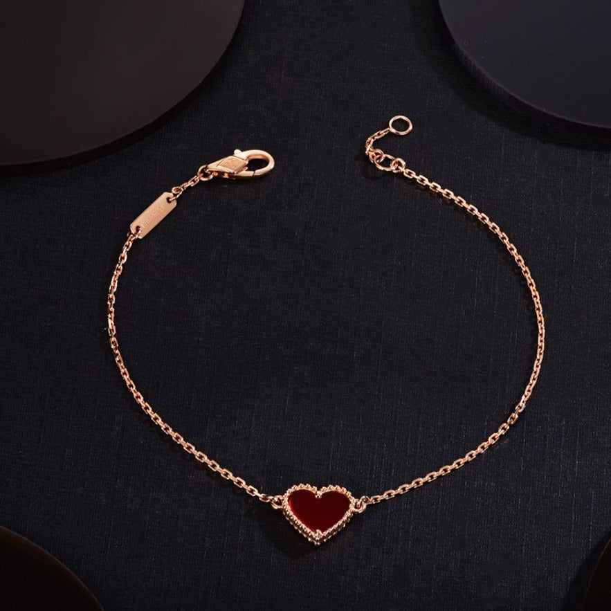 [Sophire Jewelry ]HEART CARNELIAN PINK GOLD BRACELET