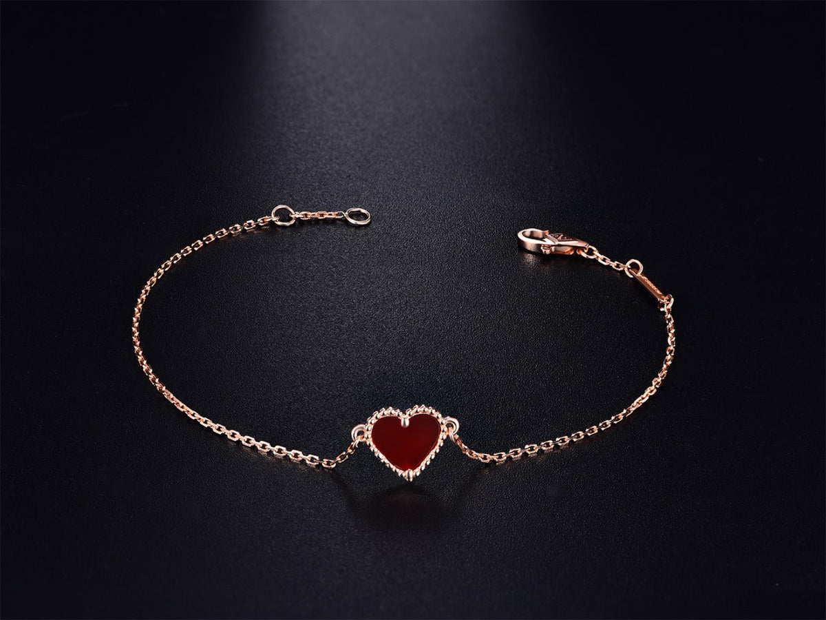 [Sophire Jewelry ]HEART CARNELIAN PINK GOLD BRACELET