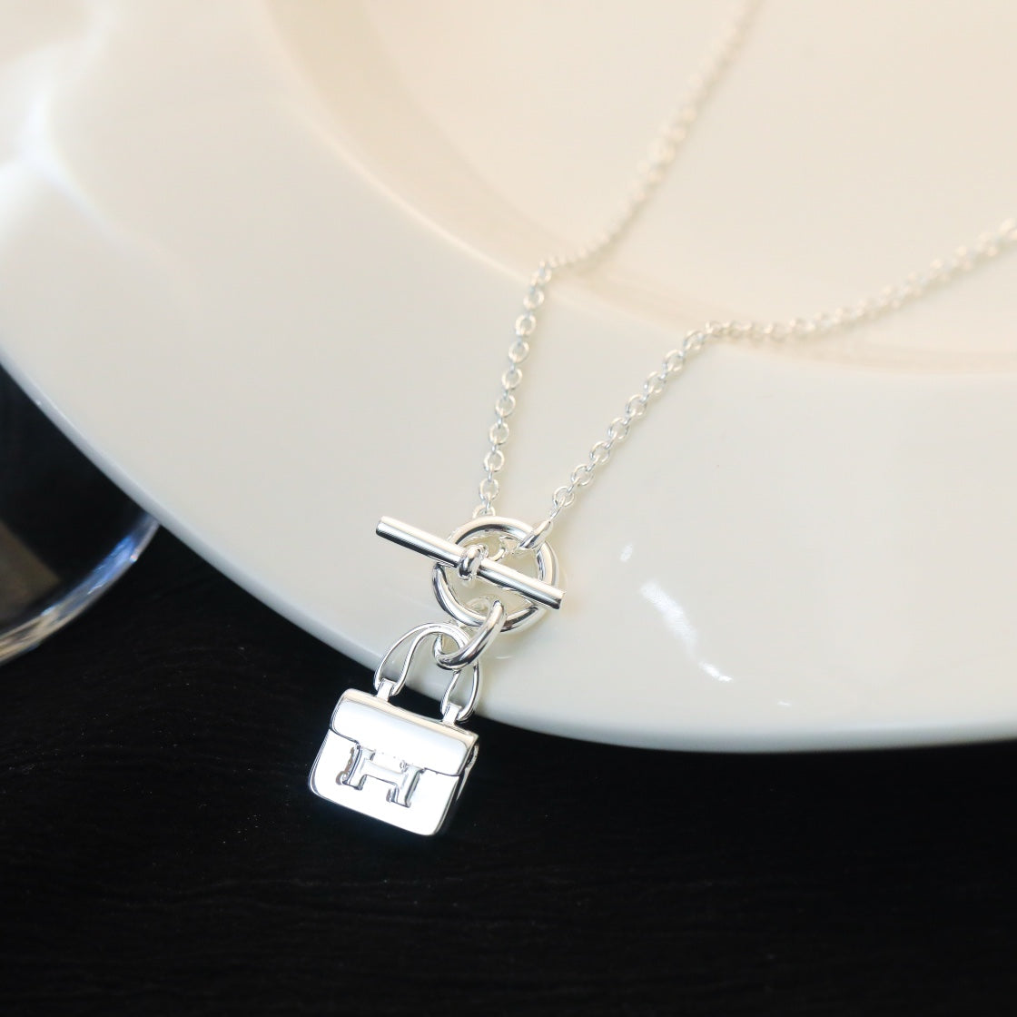 [Sophire Jewelry ]POP H PEDANT SILVER NECKLACE